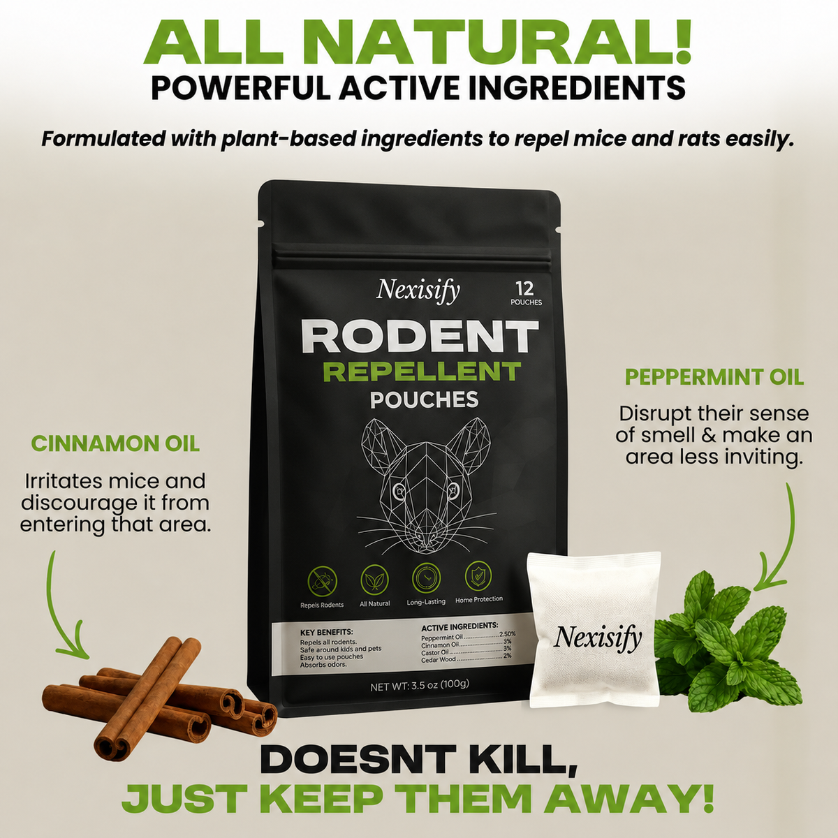 Natural Rodent Repellent Pouches