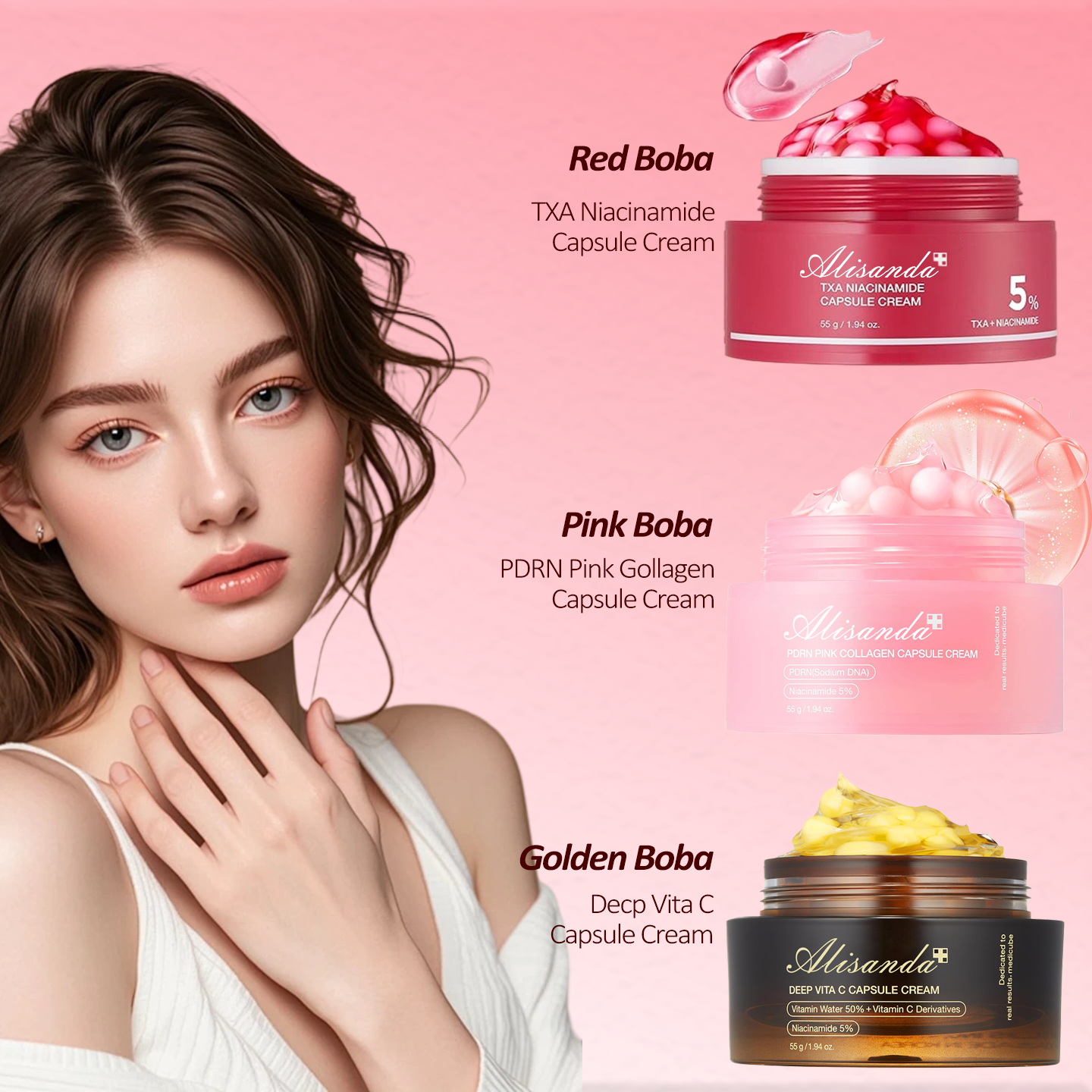 🔥🔥🔥Final 3 hours:70% OFF Mix & Match Boba Cream Set | Tiktok Viral Capsule Creams for Uneven Skin Tone, Glow Hydration, Korean Skincare, K-beauty