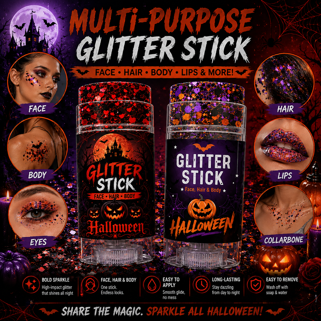 Multi-purpose glitter for face hair body lips eyes and collarbone