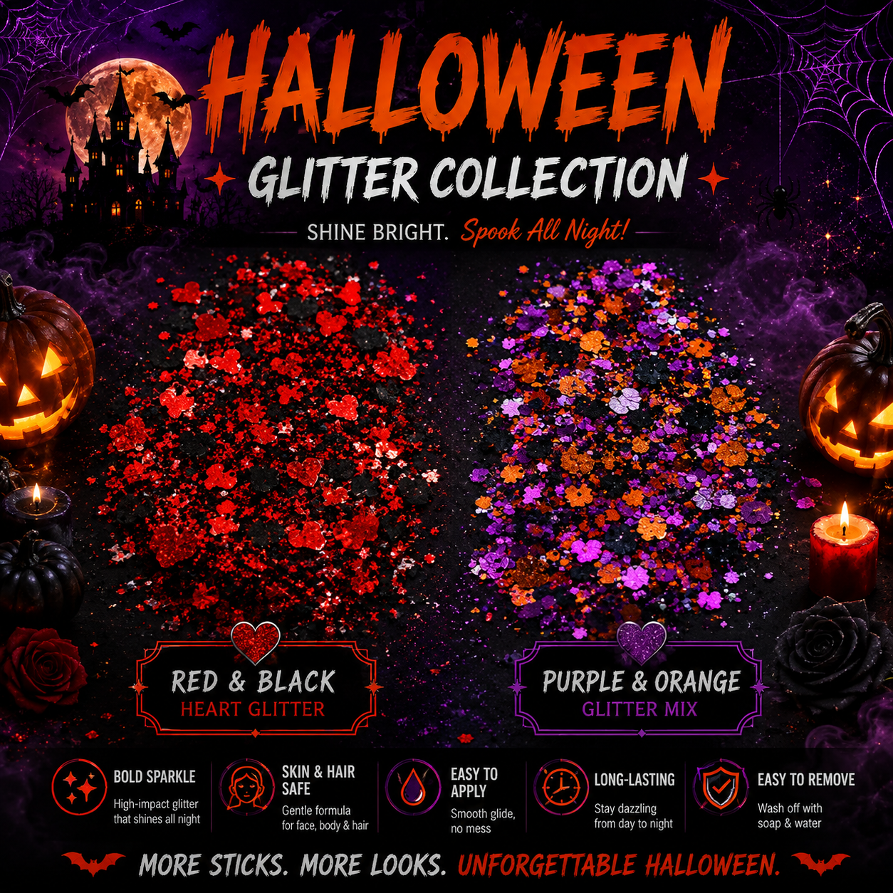 Halloween Glitter Stick for Face, Hair & Body