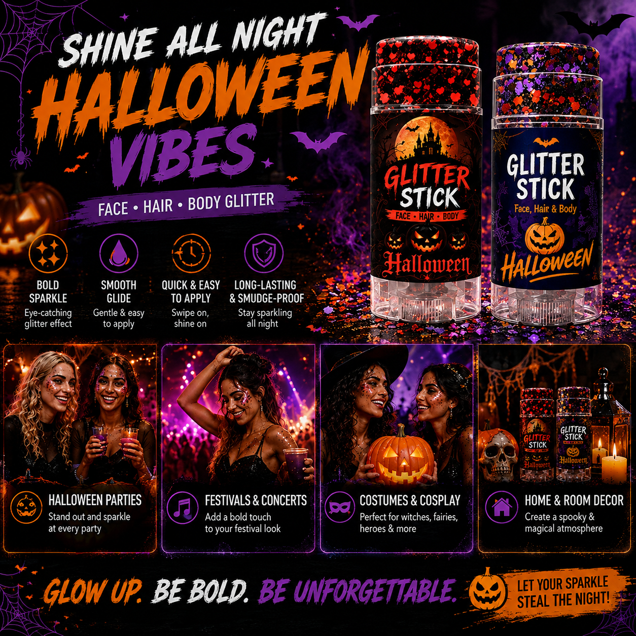 Halloween Glitter Stick for Face, Hair & Body