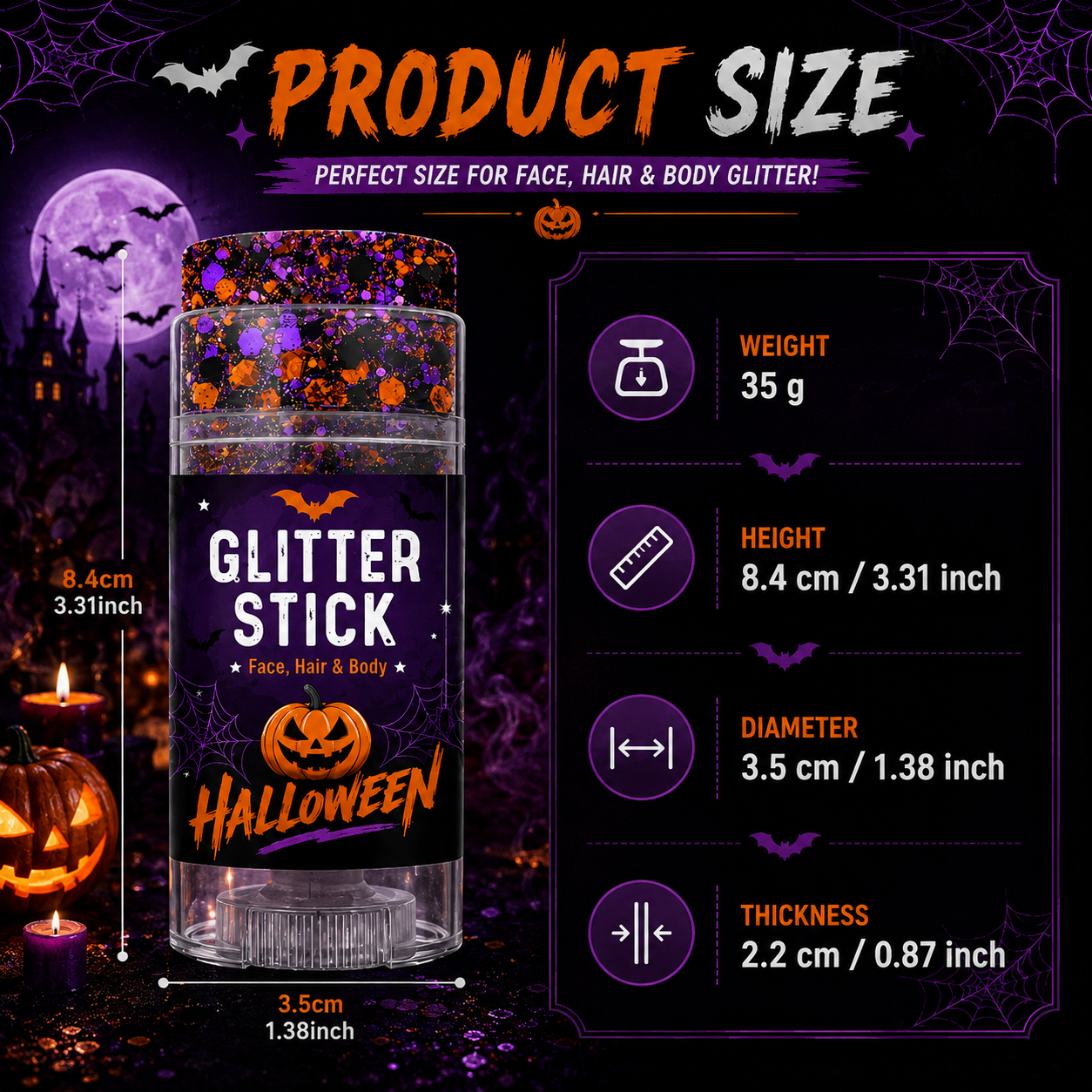 Halloween Glitter Stick for Face, Hair & Body